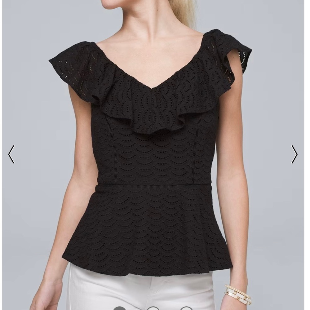 White House Black Market Eyelet Ruffle Top XS brand new with tags BNWT
